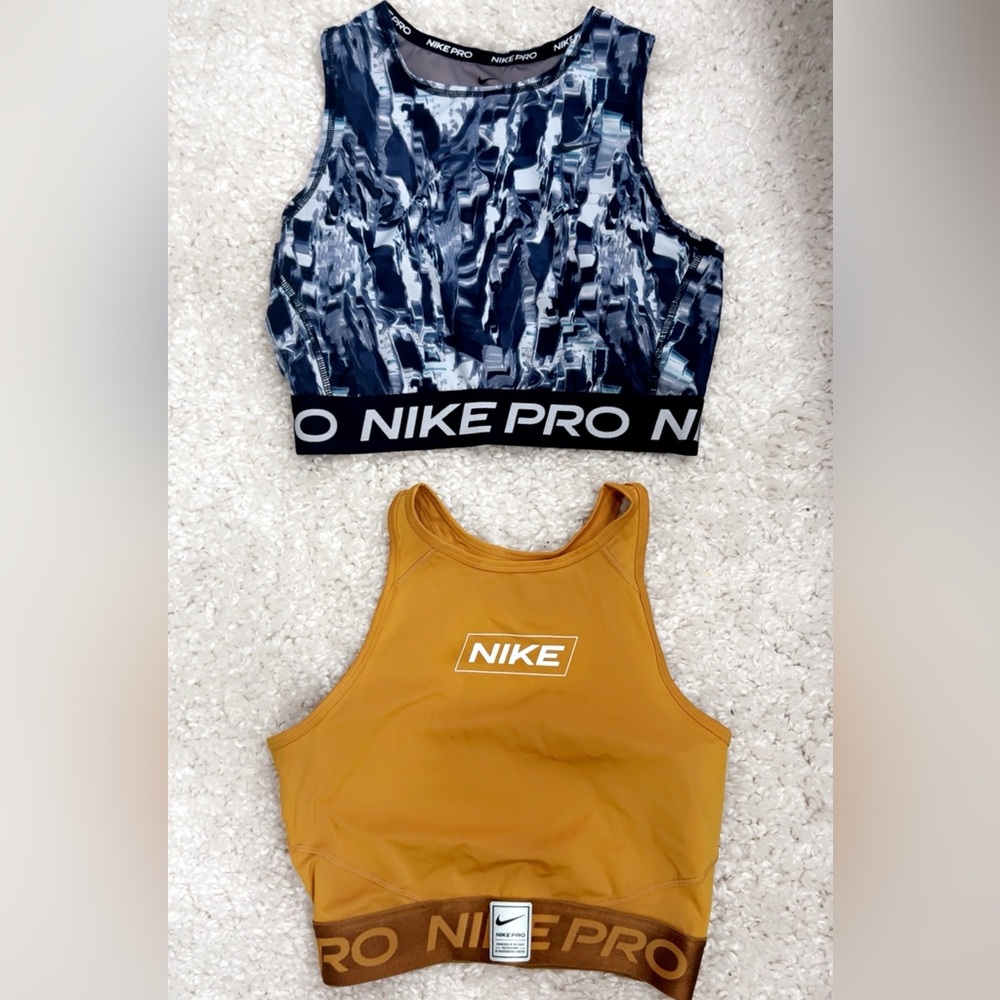 2 Nike Pro Sports Bra Duo - Navy and Mustard